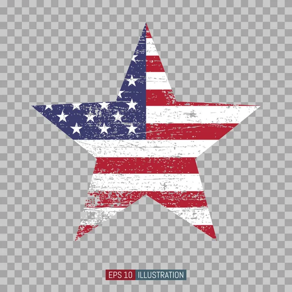 Американская Звезда Гранж Американский Флаг Прозрачный Фон Шаблон Ваших Дизайнерских — стоковый вектор