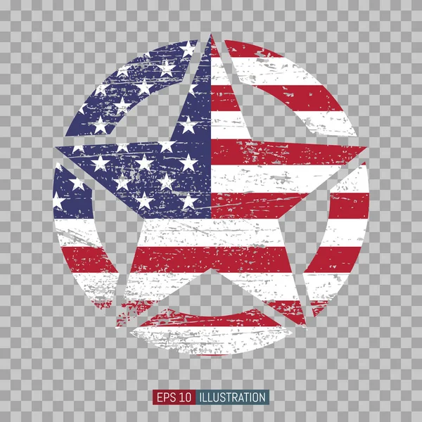 Американская Звезда Гранж Американский Флаг Прозрачный Фон Шаблон Ваших Дизайнерских — стоковый вектор
