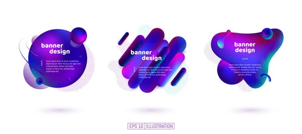 Conjunto Banners Geométricos Abstractos Formas Líquidas Elementos Fondo Plantillas Para — Vector de stock