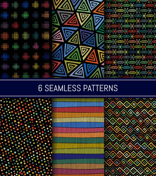 Seamless Patterns Set Abstract Backgrounds Vector Illustration — Stock Vector