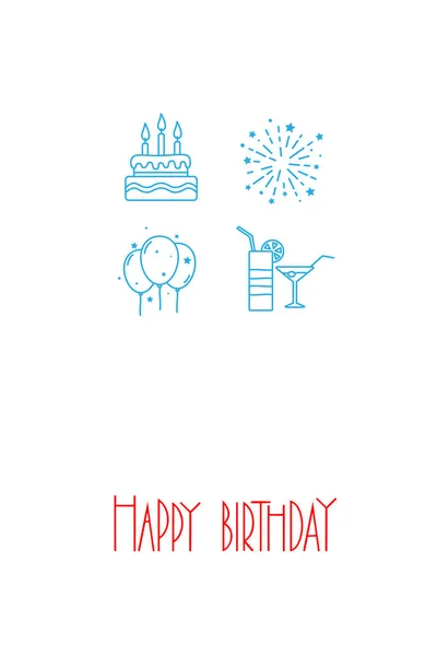 白い背景に幸せな誕生日のアイコン ベクターイラスト — ストックベクタ