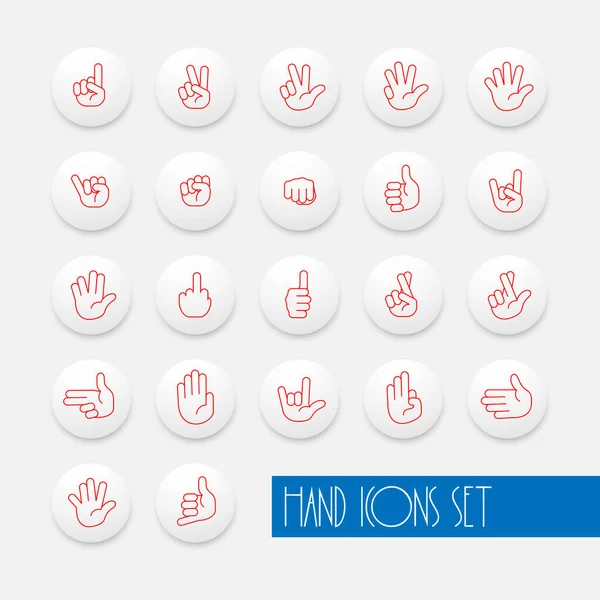 Hand Gestures Line Icons Set Template Your Design Works Vector — Stock Vector