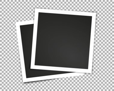 İki fotoğraf çerçevesi. Şeffaf arka plan. Tasarımının şablonu işe yarıyor. Vektör illüstrasyonu.