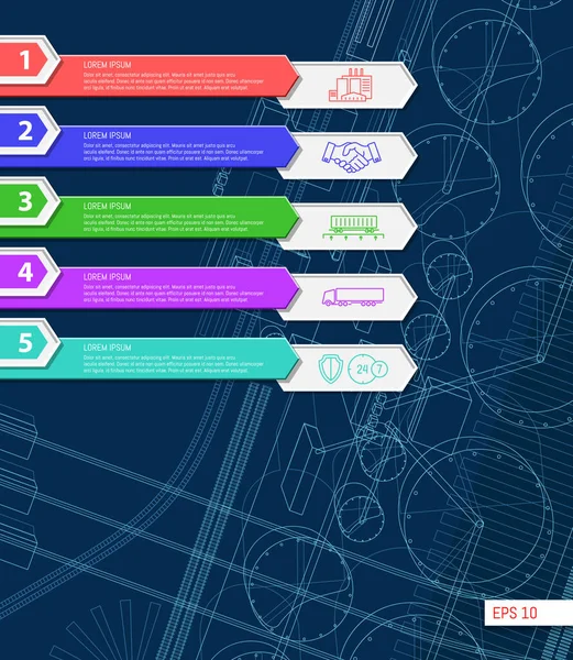 Fondo Abstracto Línea Delgada Industrial Con Gráficos Información Plantilla Para — Vector de stock