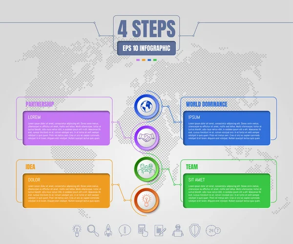 Cuatro Opciones Pasos Infografía Sobre Fondo Abstracto Iconos Línea Delgada — Vector de stock