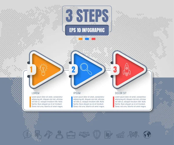 Tres Opciones Pasos Infografía Sobre Fondo Abstracto Iconos Línea Delgada — Vector de stock