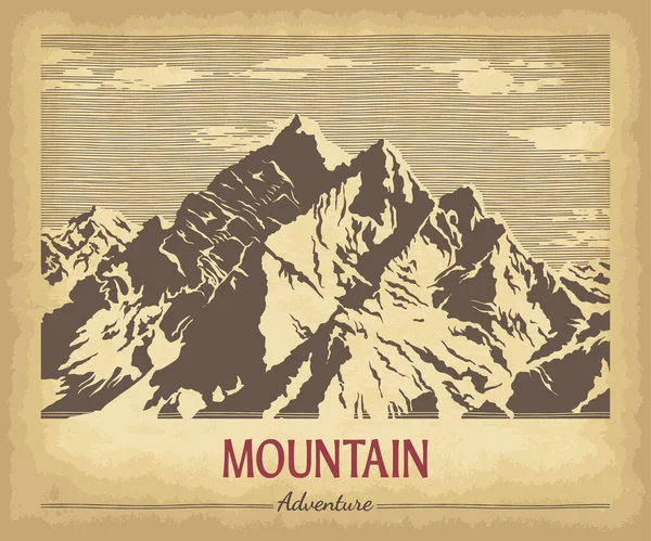 Picos Montaña Dibujados Mano Textura Papel Artesanal Viejo Fondo Abstracto — Vector de stock