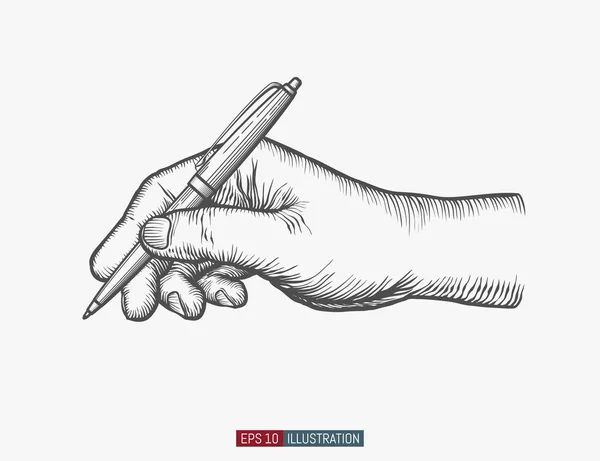 Elle çizilmiş tükenmez kalem. Tasarımının şablonu işe yarıyor. İşlenmiş biçim vektör illüstrasyonu.