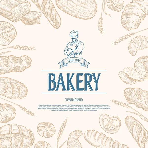 Bakery Background Hand Drawn Bakery Shop Logo Template Your Design — Stock Vector