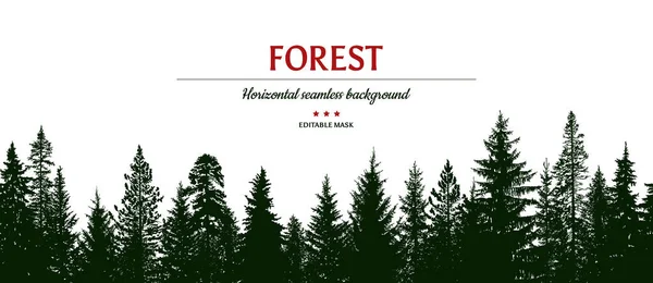Абстрактний Ручний Лісовий Фон Горизонтальний Безшовний Візерунок Підходяща Маска Силуетів — стоковий вектор