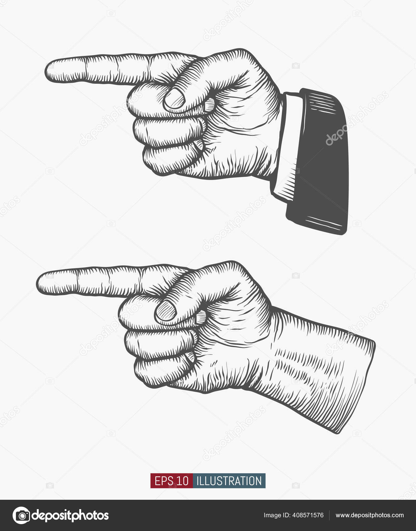 Tangan Digambar Jari Telunjuk Ditetapkan Ilustrasi Vektor Gaya Ukiran Elemen Stok Vektor C A Navalny 408571576