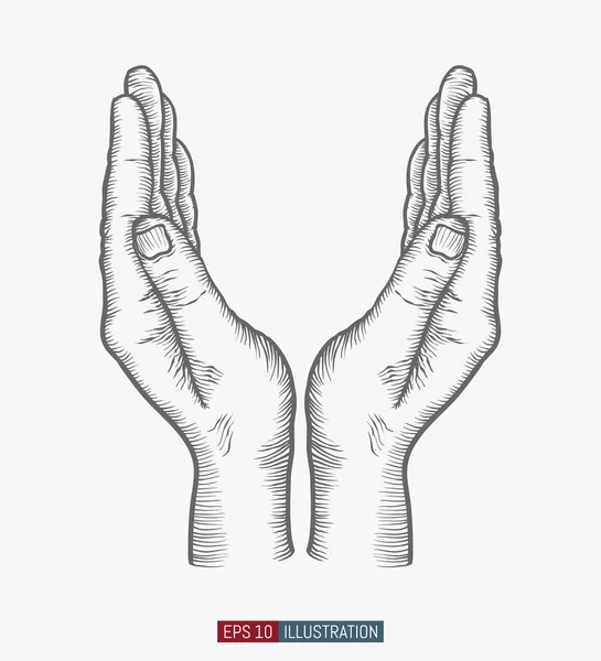 Hand Drawn Hand Gesture Safe Palms Template Your Design Works — Stock Vector