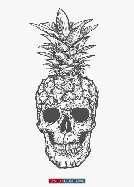 Calavera Piña Plantilla Para Sus Trabajos Diseño Ilustración Vectores Estilo — Vector de stock