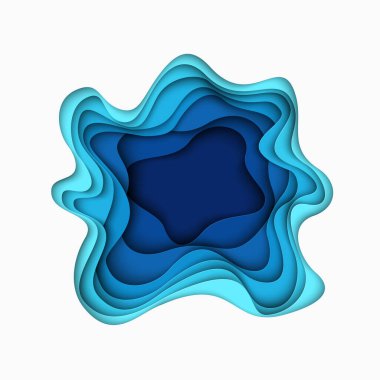 Soyut 3 boyutlu arkaplan. Kağıt kesiği şekiller. Tasarımının şablonu işe yarıyor. Vektör illüstrasyonu.