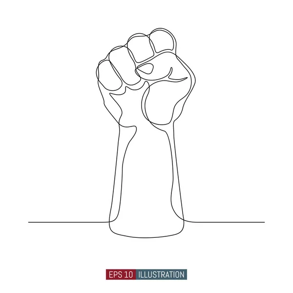 Непрерывное Рисование Линии Изолированной Кулачной Руки Революция Протест Свобода Борьба — стоковый вектор