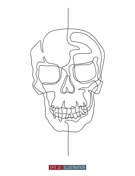 Ciągły Rysunek Linii Ręcznie Rysowanej Czaszki Ilustracja Wektora Element Dla — Wektor stockowy