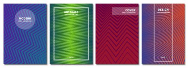 Bir dizi soyut geçmiş. Modern geometrik gradyanlar. Pankart, broşür, kitap kapağı, kitapçık ve diğer tasarım çalışmaları için şablon. Vektör illüstrasyonu.