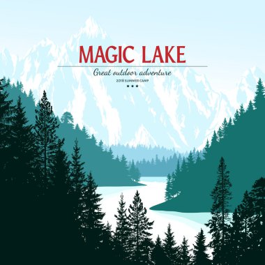 Soyut arkaplan. Orman arazisi. Tasarımının şablonu işe yarıyor. Vektör illüstrasyonu.