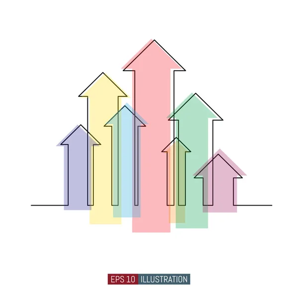 Безперервна Лінія Малювання Декількох Стрілок Шаблон Вашого Дизайну Векторні Ілюстрації — стоковий вектор