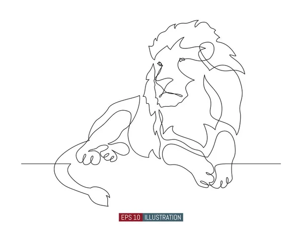 Dibujo Continuo Línea León Plantilla Para Sus Trabajos Diseño Ilustración — Vector de stock