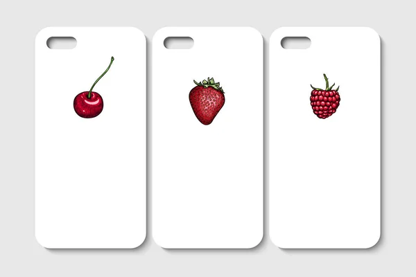 Design Der Handyhülle Abstrakte Früchte Und Beeren Hintergrund Vektorillustration — Stockvektor