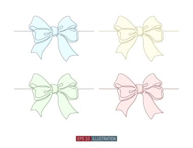 Dekoratif kurdele yayı sürekli çiziyor. Tasarımın için şablon. Vektör illüstrasyonu.