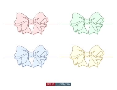 Dekoratif kurdele yayı sürekli çiziyor. Tasarımın için şablon. Vektör illüstrasyonu.