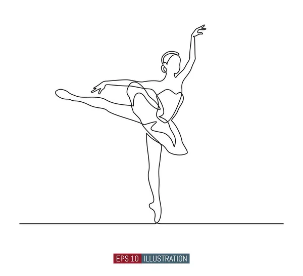 Disegno Linea Continuo Ballerina Modello Tue Opere Design Illustrazione Vettoriale — Vettoriale Stock