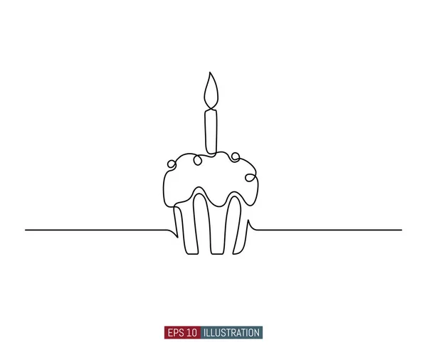 Dibujo Continuo Torta Celebración Plantilla Para Sus Trabajos Diseño Ilustración — Vector de stock