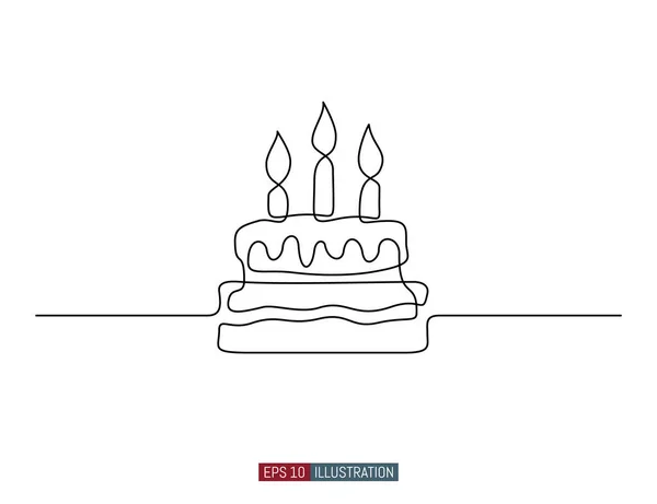 Dibujo Continuo Torta Celebración Plantilla Para Sus Trabajos Diseño Ilustración — Vector de stock