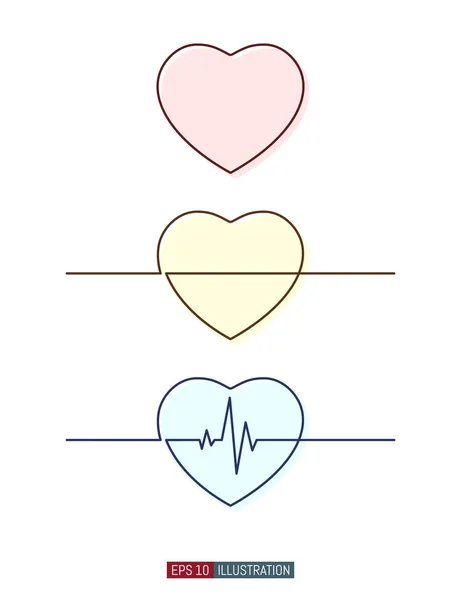 Dibujo Continuo Línea Del Símbolo Del Corazón Plantilla Para Diseño — Vector de stock