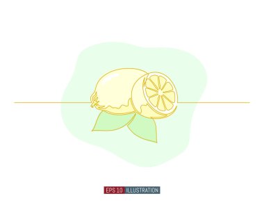 Devamlı limon çizimi. Tasarımın için şablon. Vektör illüstrasyonu.
