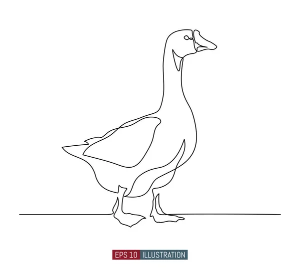 Continuous Line Drawing Goose Template Your Design Works Vector Illustration — Stock Vector