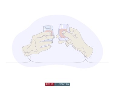 Devamlı el ele tutuşan cam çizgileri. Tasarımın için şablon. Vektör illüstrasyonu.