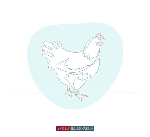 Dibujo Continuo Línea Pollo Plantilla Para Sus Trabajos Diseño Ilustración — Vector de stock