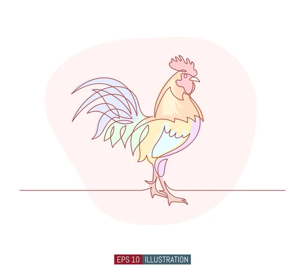 Continuous Line Drawing Rooster Template Your Design Works Vector Illustration — Stock Vector