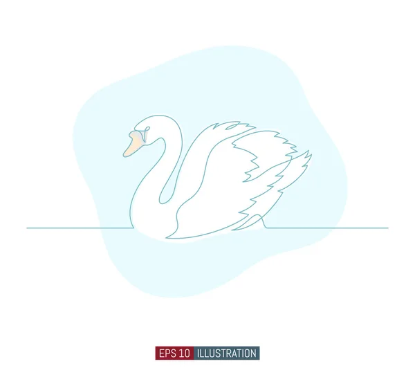 Dibujo Continuo Línea Del Cisne Plantilla Para Sus Trabajos Diseño — Vector de stock