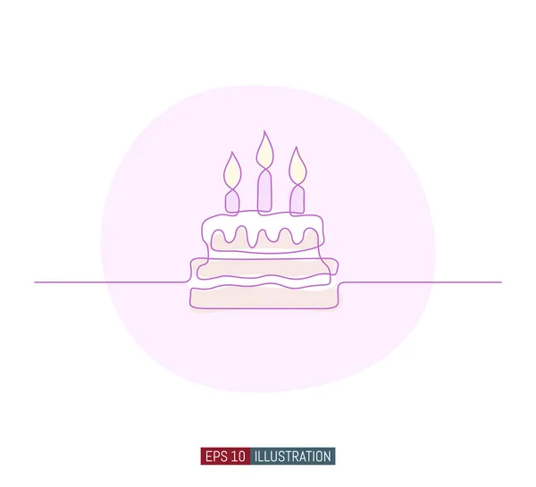 お祝いのケーキの連続線画 デザイン作品のテンプレート ベクターイラスト — ストックベクタ