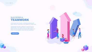 Moda düz çizim. Başarılı takım çalışması sayfası konsepti. İş mekanizması planlayan, iş stratejisini analiz eden ve fikir alışverişinde bulunan ofis çalışanları. Tasarımının şablonu işe yarıyor. Vektör grafikleri.