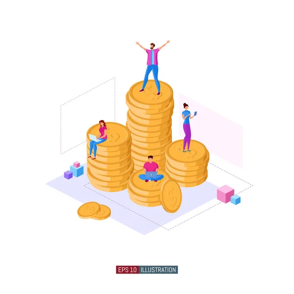 Trendy Platte Illustratie Concept Van Illustratie Van Financieel Succes Teamwork — Stockvector