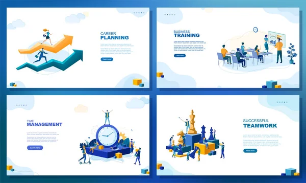 Trendige Flache Illustration Eine Reihe Von Webseiten Konzepten Karriereplanung Ausbildung — Stockvektor
