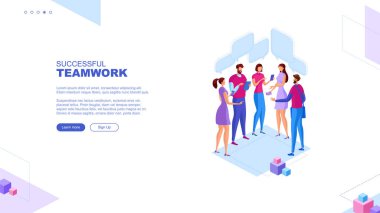 Moda düz çizim. Başarılı takım çalışması sayfası konsepti. İş mekanizması planlayan, iş stratejisini analiz eden ve fikir alışverişinde bulunan ofis çalışanları. Tasarımının şablonu işe yarıyor. Vektör grafikleri.