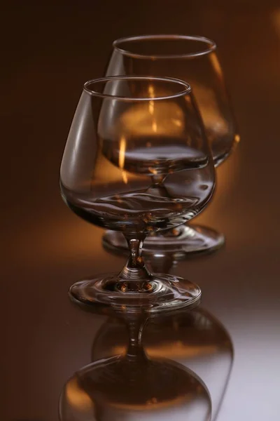 Verres Bouteilles Pour Brandy Vin Arrière Plan — Photo