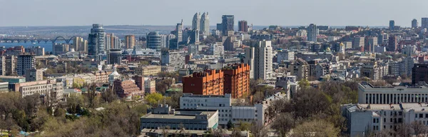 Foto Panoramische Foto Achtergronden Landschap Bovenaanzicht Voorjaar Stad Dnjepr Oekraïne — Stockfoto