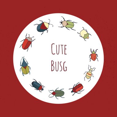 Bir çocuk odası duvar dekorasyon veya ileti örneği için şirin hata ile vektör çelenk