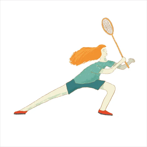 Девочки-бадминтонистки играют в редкие виды спорта — стоковый вектор