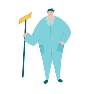 Tulum giymiş temizlikçi.