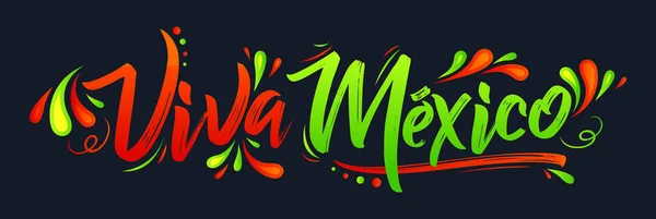 Viva México Feriado Frase Mexicana Tradicional Lettering Ilustração Vetor — Vetor de Stock