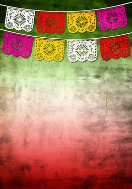 Eski kağıt desenli geleneksel Meksika kağıt dekorasyonu