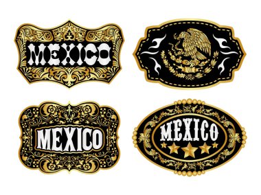 Mexico Etiketi Amblem vektör ana koleksiyon tasarımı.